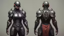 a man in armor and a woman with an open shoulder