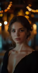 a woman with dark makeup wearing a dress