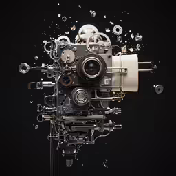 the image shows a camera that appears to be broken