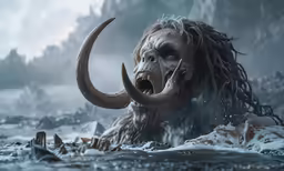 a creature with long hair is in the water