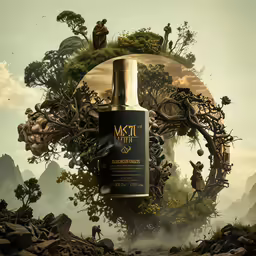 a bottle of mtt whir next to a group of people