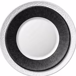black and white plate with a circular center