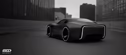 a small car is parked in the street