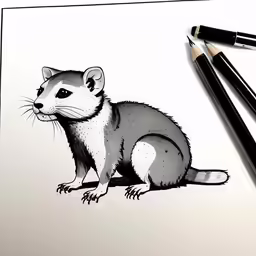 an illustration of a ferret looking intently at something