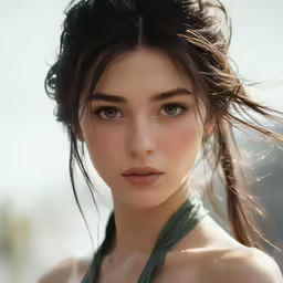 an attractive young woman with a messy ponytail