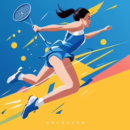 a woman that is running with a tennis racket