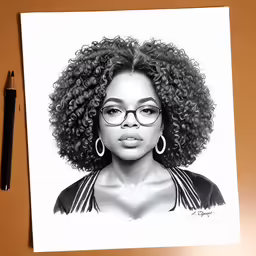 an afro american girl wearing glasses