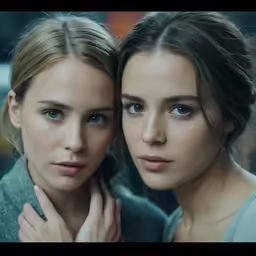 two girls pose for the camera with their hands near their faces