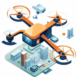 an orange remote controlled helicopter in the shape of a house