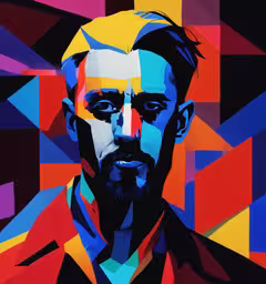 a man in a suit and tie with colorful squares,a man that is wearing a colorful shirt