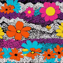 floral pattern with various flowers on an abstract background,the fabric is colorful and has many flowers on it