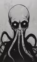 an octopus with a face and large squid like arms