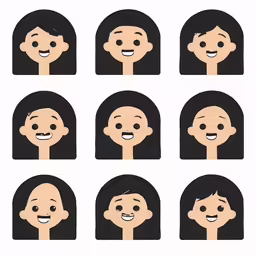 six different face expressions showing women