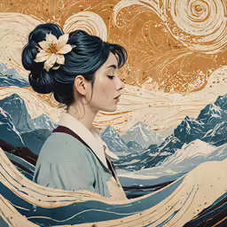 there is a woman with a large flower in her hair