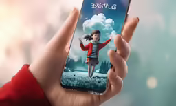 the person holds up their phone to take a photo