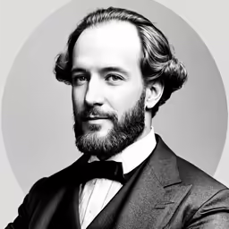 a black and white photo of a man in a tuxedo