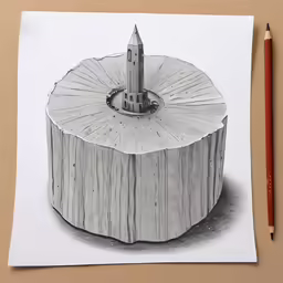 a pencil drawing of an artistic tree stump