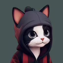 an animated cat wearing a hoodie and jacket