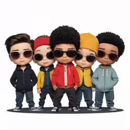 a row of dolls with different style clothes and clothing