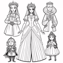 a few princesses and their dresses for a princess