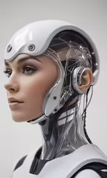 a woman with a helmet on