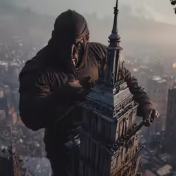 a man stands on top of a skyscraper