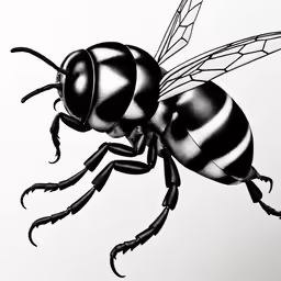 a bee flies in the air with long wings