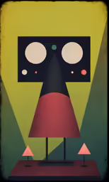 a digital picture of a lamp, with multiple dots on its face