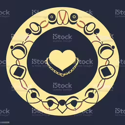 a circular frame with heart in the middle stock photo