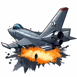 a fighter jet with smoke coming out of it