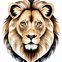 a lion with a black and white background