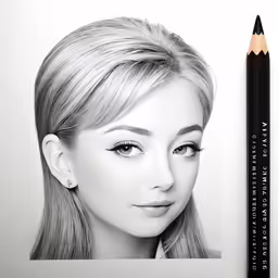 an open pencil is in front of a drawing picture of a woman
