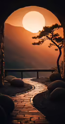 a path leading through to a landscape