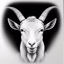 a black and white photograph of a goat