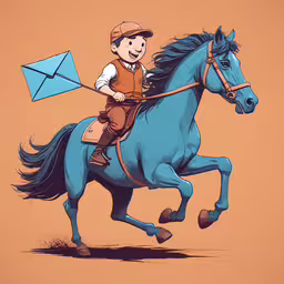 a cartoon drawing of a boy on a horse,cartoon picture of a man riding a horse