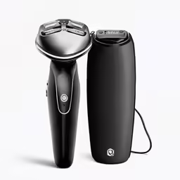 a black device that is next to another type of hairbrush