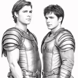 two men in full armor standing next to each other
