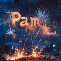 fireworks are burning up with words on them