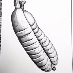 a bug is hanging from a string in front of a drawing