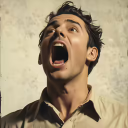 a man is yelling in front of him
