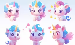 a group of different images of a unicorn