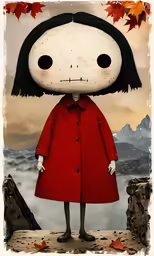 an image of a little girl with a red coat on