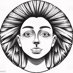 a woman with a long hair and big eyes royalty illustration