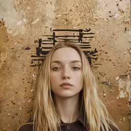 a woman stands with her head in her hands