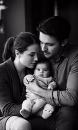 an adult and child are holding their newborn baby