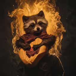 a man holding a raccoon in his arms
