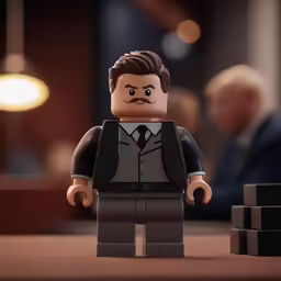 a lego man wearing a business suit and tie