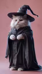 the cat is dressed up as a witch