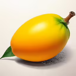 an orange sits on a grey surface with green leaves