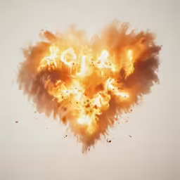 a very large heart shaped filled with lots of orange paint